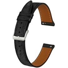 vinacreations 14mm Thin Black Ostrich Watch Bands for Womens Ladies Classical, Flat Leather Strap Elegant Replacement Wristband Handmade Mothers Day Gift for Her Wife Mother DH-181-14MM