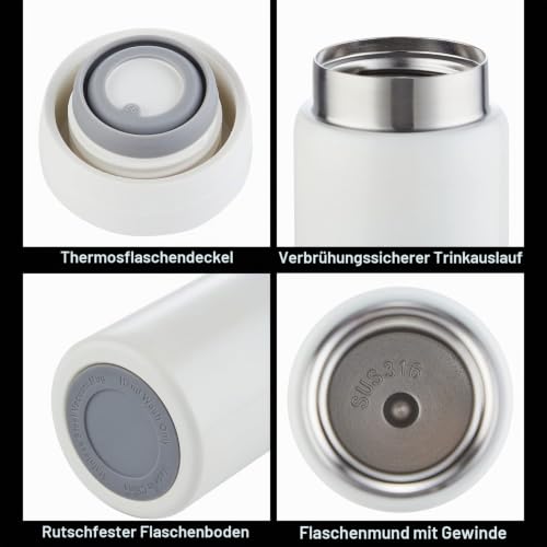 Kleine Thermosflaschen Edelstahl - niedliche Wasserflasche, vakuumisolierte Flasche für heiße und kalte Getränke(BPA-freie, Nelken rot… – Ansicht 3