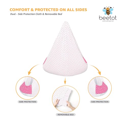 Image of Premium Swing Cradle Set | Cradle Cloth, Padded Bed, Mosquito Net, Heavy-Duty Spring & Triangle Hanger | Up to 15 kg | Light Pink Dot