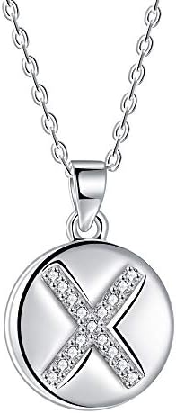 J.Endéar Initial Letter A-Z Necklace for Women Girls Sterling Silver with Zirconia Personalised Gifts 40+5cm Adjustable