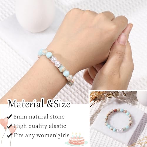20th Birthday Gifts for Women Teen Girls Natural Stone birthday Bracelets Gifts for 20 Year Old Female Daughter Sister Best Friend 20th Birthday decorations 20th Birthday Gift Ideas, sky blue4