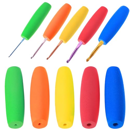 10Pcs Crochet Hooks Grips Set, Multicolor Ergonomic Crochet Hook, Multi-Size