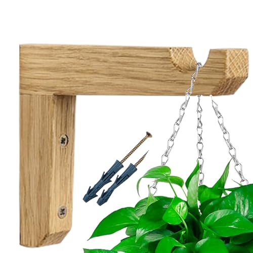 壁用の屋内植物フック - 木製ブラケットハンガー植物、L字型バスケット屋外の植木鉢、ランタン、風のチャイム装飾, 、ファッショナブルな雰囲気と美的デザインを徐々に導入します。