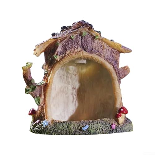 Casa de árbol luminosa en miniatura, decoración de escritorio de resina para un toque de naturaleza