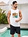 Beach Tank Tops for Men Summer Vacation Sunset Hawaii Mens Tank Tops Stretch Muscle Graphic Palm Tree Tropical Sleeveless Shirt Men L