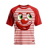 QJDFLL Gestreiftes Freizeit T Shirt mit Print Kurzarm Rundhalsausschnitt weich bequem für den Alltag Fasching Kleidung Karnevals kostüme Herren lustige männer Cologne Gruppen kostüm(Rot,4XL)