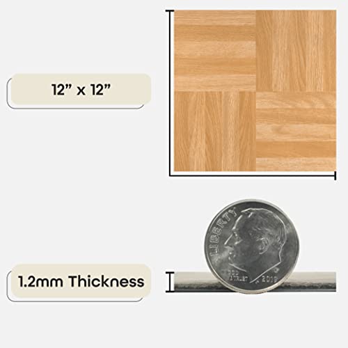 Image of Nexus Self Adhesive 12-Inch Vinyl Floor Tiles, 20 Tiles - 12 inch x 12 inch, Four Finger Square Parquet Pattern - Peel & Stick, DIY Flooring for Kitchen, Dining Room, Bedrooms & Bathrooms by Achim Home Decor