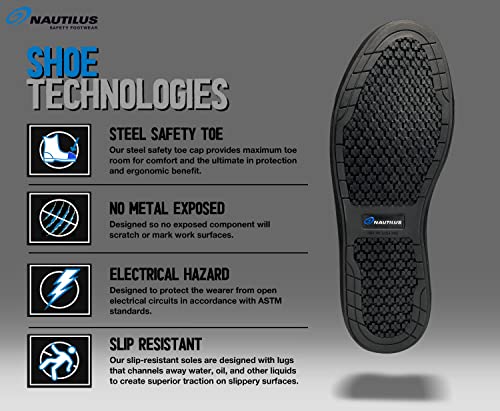 Image of Nautilus Safety Footwear Westside Women's Casual Work Shoe by FSI: Oil and Slip Resistant, Steel Safety Toe, Premium Textle Upper, N1435-Charcoal Black