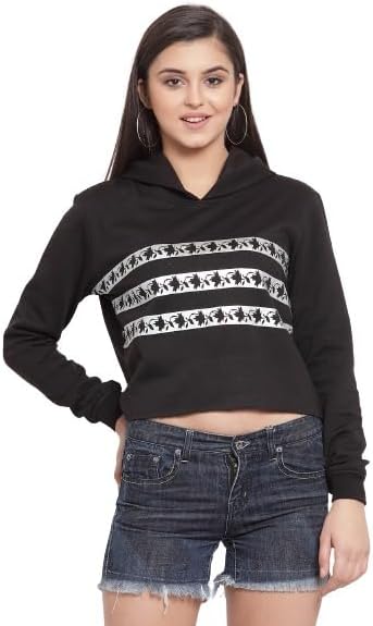 - Women Black Solid Hooded Sweatshirt