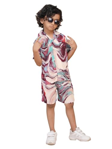 Image of Ninos Dreams Boys Cotton Rayon Coord Set with shorts /Holiday Shirt & Shorts