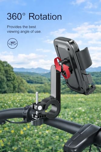 Image of ENNIX Bike Mobile Holder for Bicycle Scooter & Motorcycle | 360 Degree Rotatable Handlebar Phone Mount with Shock Absorption & Secure Lock | Mobile Stand for 4 to 6.9 Inch Smartphones | Black