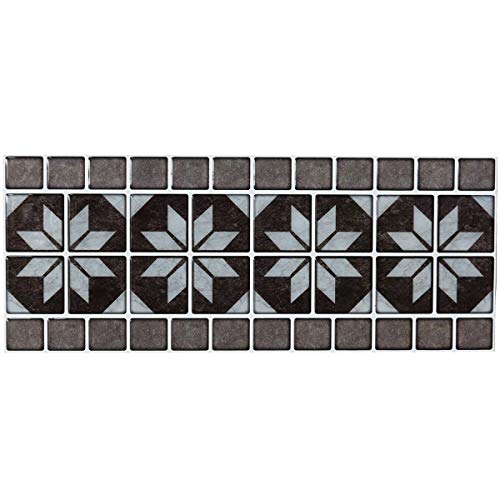 Peel and Stick Backsplash Decortaive Tile Stickers Waist Line Retro Mosaic Wall Sticker Kitchen Cabinet Toilet Border, 12.4x5 inches (10 Sheets)