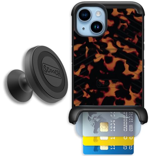 Scooch for iPhone 14 Wallet Case Card Holder, Wingmate, Tortoise Shell