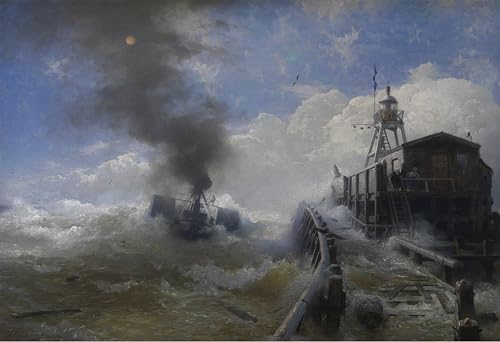 Tableau d'art Un remorqueur quitte le port d'Ostende finition premium