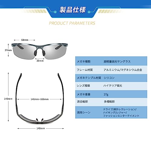 [Glazata] 偏光スポーツサングラス 偏光グラス ・超軽量メタル UV400 紫外線カット ドライブ/野球/自転車/夜釣り／ランニング／ゴルフ／運転 6枚目