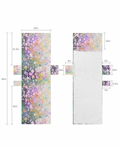 Teal Spring Floral Beach Lounge Chair Towel Cover, Soft Chaise Lounge Towel with Side Pockets Patio Pool Chairs Cover for Beach/Pool Sunbathing 29x85 Modern Oil Painted Daisy Botanical