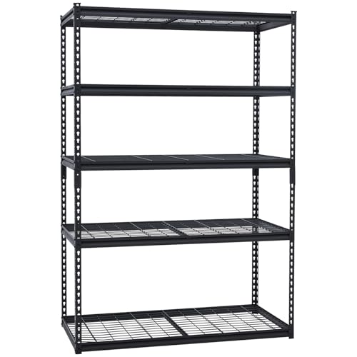 PeacefulHues 60x24x78 Inch Garage Shelving Heavy Duty, Storage Shelves 2500Lbs Capacity, Adjustable Metal Shelving Unit, 5 Tier Industrial Shelves for Basement Workshop