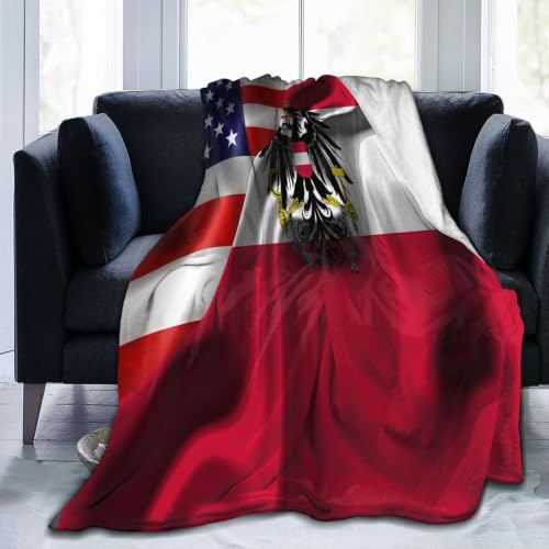 America Vs Austria Austrians Flag Combo Flannel Fleece Blanket