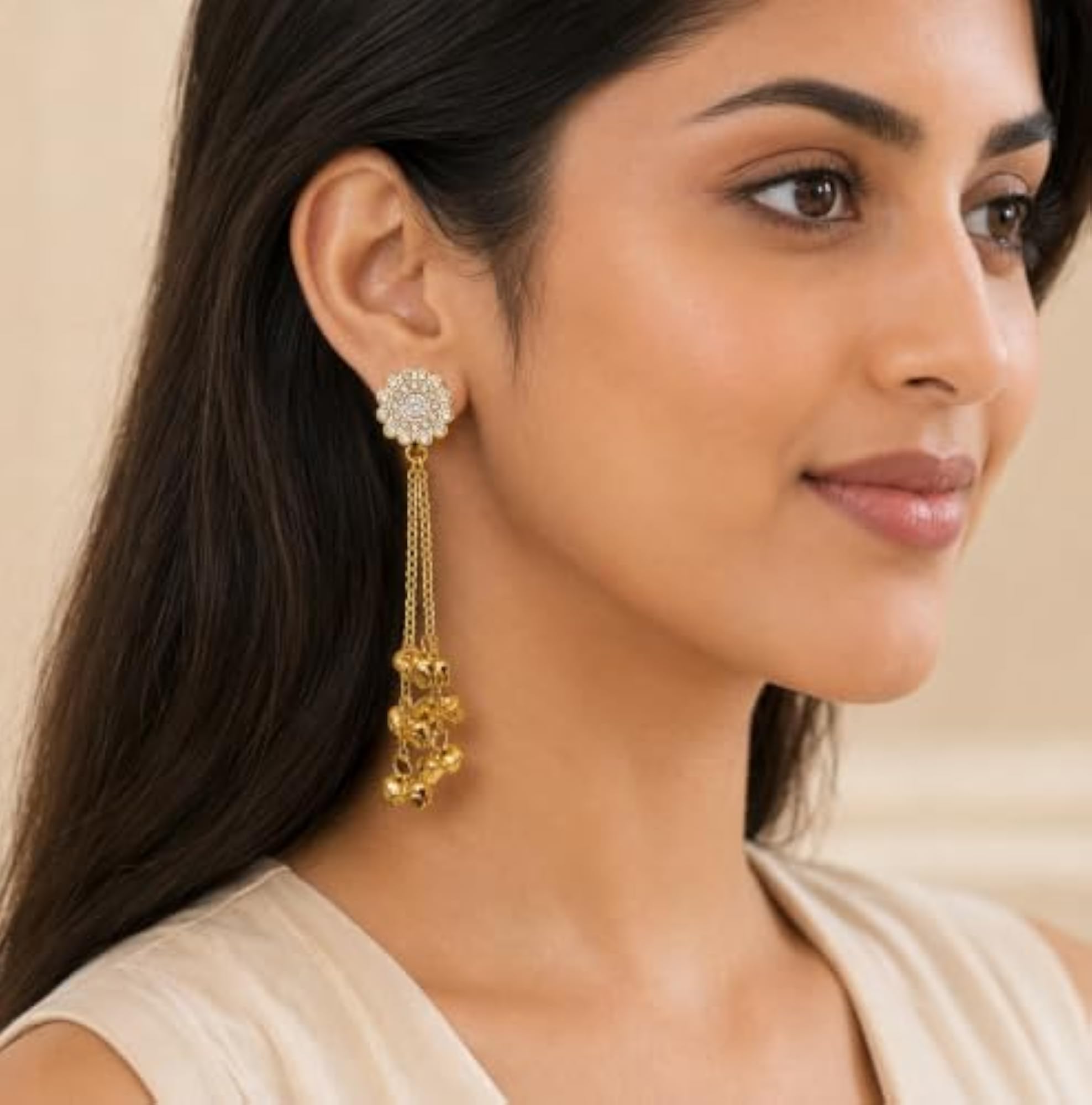 2Pair Kashmiri Jhumka Earrings Set, Pearl & Crystal Designs