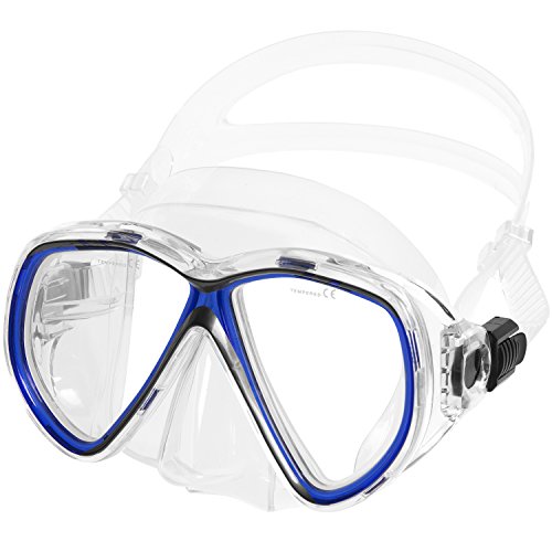 Ist M75 Martinique Dual-Window Diving Snorkeling Mask (Clear Blue) #TOP22