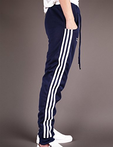 ZumZup Calça masculina esportiva, para corrida, com cintura elástica, preta, Azul, XL