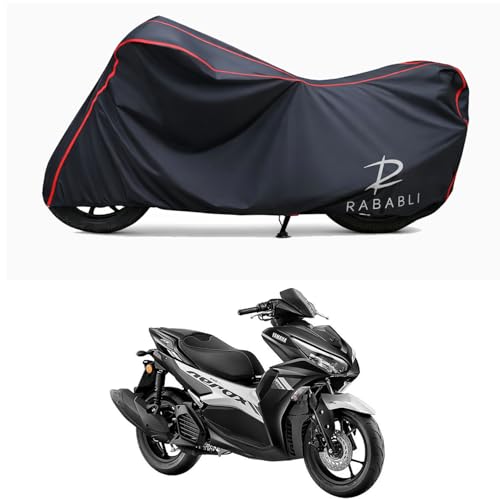 Image of Waterproof Bike Body Cover Compatible for | Yamaha Aerox 155 | Taffeta Fabric, Red Piping Design, Bottom Elastic Fit | Dustproof, Sun UV & Rain Protection for All Bikes