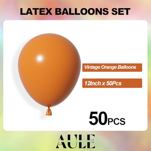 Image of AULE 50Pcs Latex 12 Inch Burnt Orange Balloons | Helium Party Happy Birthday Graduation Gender Reveal Boho Theme Autumn Decoration