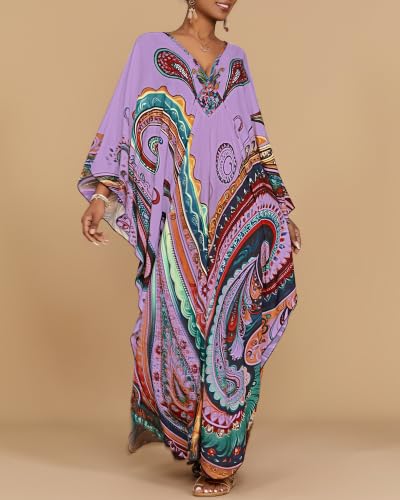 Image of Bsubseach Moo Moos for Women Batwing Sleeve Kaftan Dresses with Pockets