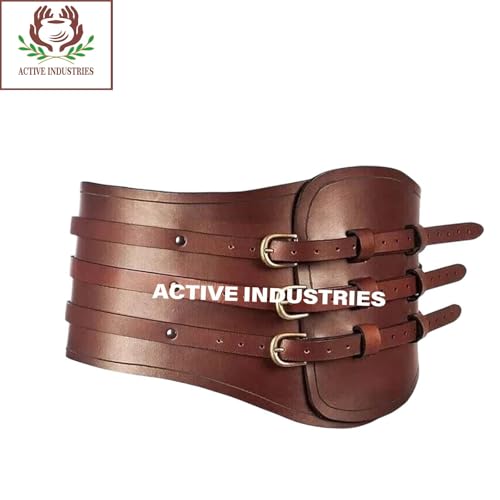 Medieval Mens Wide Leather, Genuine Brown Leather Corset Renaissance Accessory Wide Heavy Belt Viking Belt for Halloween Costume3