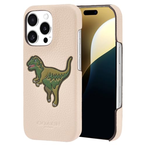 Coach Genuine Debossed Pebbled Leather Slim Wrap iPhone 16 Pro Case - Designer Phone Case - Ivory Rexy - image 1