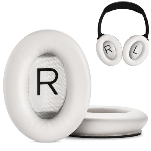 HeadphoneMate Ultracushion Earpads para Bose QuietComfort 45 (QC45) y Quiet Comfort SE (QC SE) Auriculares. Mejorados con Cuero Proteico Premium, Espuma de Memoria y Nuevo Método de Costura (Blanco Humo) miniatura 4