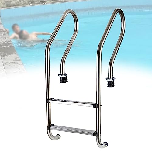 DOZPAL Escalera de Piscina de 2 peldaños con Pedales Resistentes al Desgaste de Acero Inoxidable para Piscinas Interiores/Exteriores, baños de Aguas Termales, Piscinas de SPA, Parques acuáticos,C