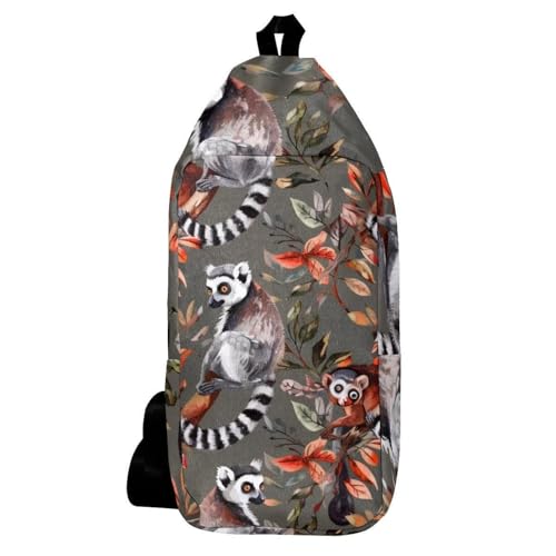 Sac à bandoulière ergonomique motif lémurien avec sangle réglable