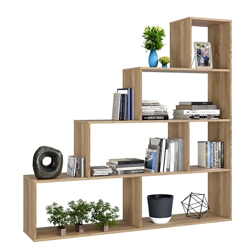 Librería salón Klum roble para organizar libros y plantas 3