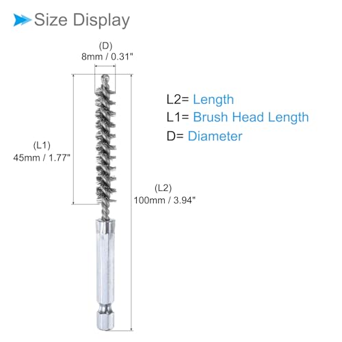 CoCud Bürstenkopf, 10 mm Durchmesser, 4 Zoll Länge, Reinigungsbürste aus 304 Edelstahl mit 1/4 Zoll Sechskantschaft - (Anwendungen: für Bohrmaschinen, Schleifmaschinen)