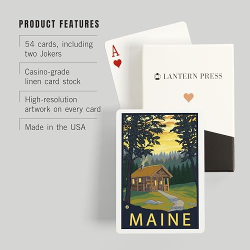 Lantern Press Naipes Poker Cabaña Maine 52 Cartas miniatura 3
