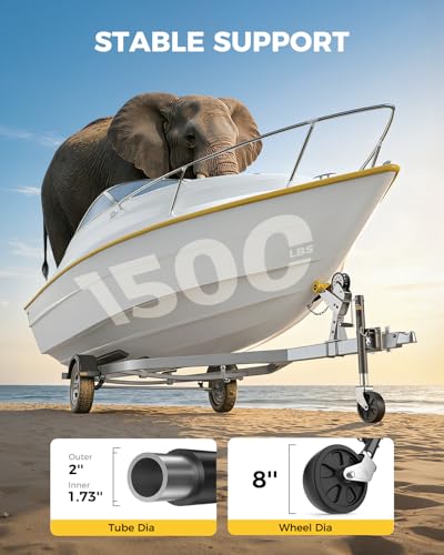 Image of KYX Boat Trailer Jack, 1500 lbs Trailer Jack with 8 Inch Single Wheel, 10.6 inch Vertical Lift, Heavy Duty Swivel Tongue Jack for RV, Boat, Horse & Utility Trailers