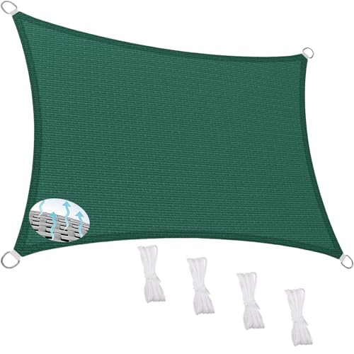 Voile d'ombrage résistant au vent toile extérieure rectangulaire - 2