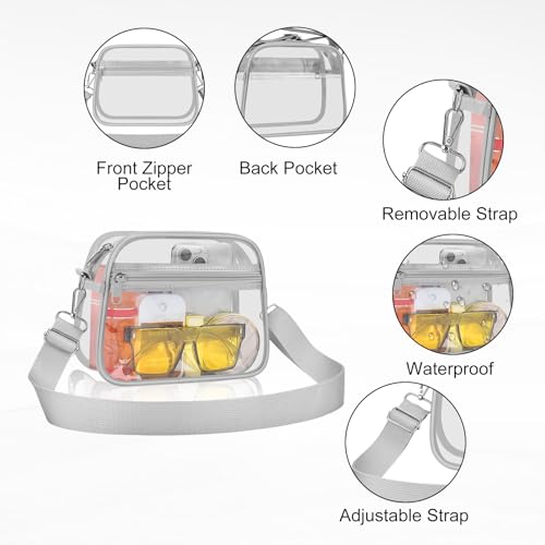 Image of Clear Bag for Stadium Events Clear Sports Fan Handbags Purses with Adjustbale Strap for Concerts Festivals Game Day