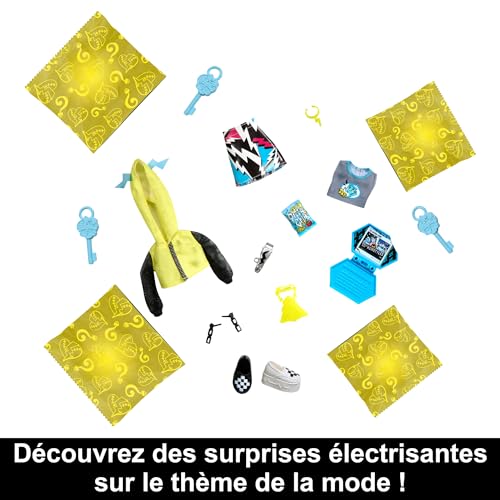 Monster High Coffret Monstrueux Secrets Frankie Stein Série Frayeurs Néon Couleurs Électriques avec 1 Poupée, Plus De 19 Surprises Inclus, Jouet Enfant, A Partir De 3 Ans, HNF79