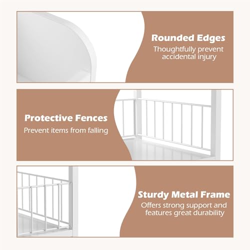GIANTEX Carro de Almacenamiento para Comésticos, Organizador de Maquillaje con 2 Cajones, 2 Estantes Abiertos y Cubos, 4 Ruedas, 30x30x90cm, Carrito Multifuncional para Baño, Dormitorio - imagen 7