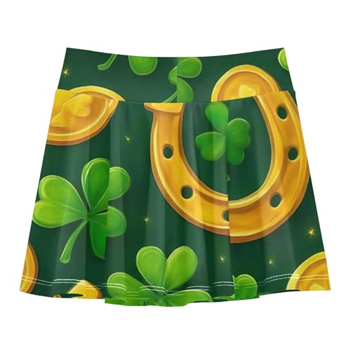 Golden Horseshoe Four Leaf Clover Girls' Shorts Athletic Skorts Tennis Skirts Kids Clothes Pleated 3t2