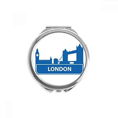 Espejo redondo portátil de bolsillo azul con estampa de monumentos de Inglaterra