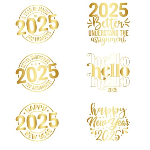 Happy New Year 2025 Iron Transfer Patch Heat Transfer Sticker Vinyl Design Iron Applique T-Shirt Clothing DIY Craft Applique Clothing Decoration