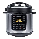 Olla de presión eléctrica gris Daewoo 6 lts. y 16 programas 10 mecanismos de seguridad, sellado a...