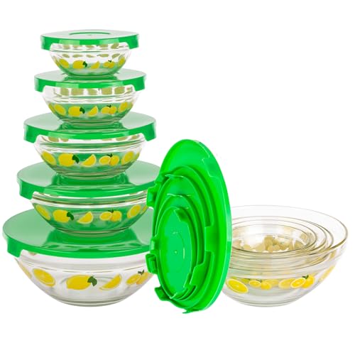 Glass Mixing Bowls - 20PC Mixing Bowls with Lids Set - Microwave and Dishwasher Safe Bowls - Kitchen Essentials for Storage by Classic Cuisine (Lemon) by Classic Cuisine - Image 7