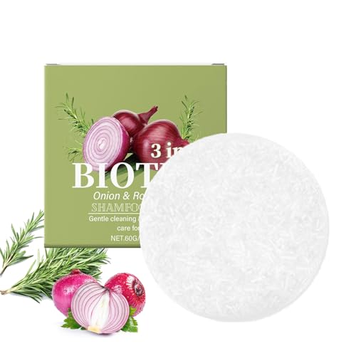 Onion - Barre de shampoing à la biotine à l'oignon et au romarin - Savon pour cheveux Onion Rosemary - Nettoyage en profondeur et hydratation - Pour tous les types de cheveux - Taille voyage (1 pièce)