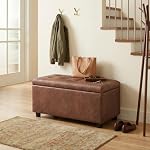 SIMPLIHOME Cosmopolitan 34" Wide Vegan Leather Storage Ottoman in Brown - Image 2