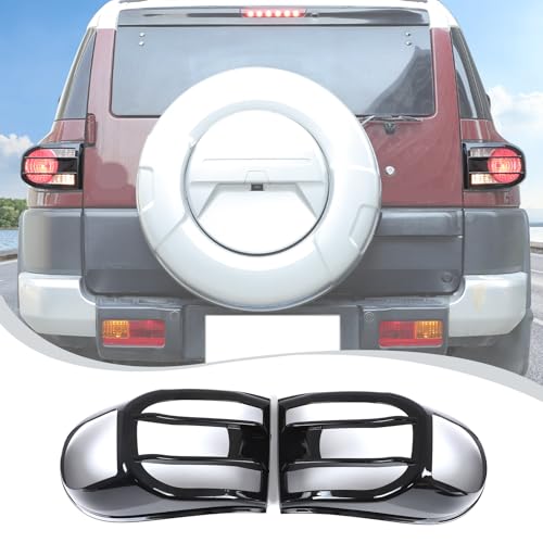 LLKUANG Rear Tail Light Cover Tail Lamp Guard Trim Frame Compatible with Toyota FJ Cruiser 2007-2021,ABS Car Taillight Decorative Frame Cover Taillight Shell Exterior Accessories (Glossy Black)