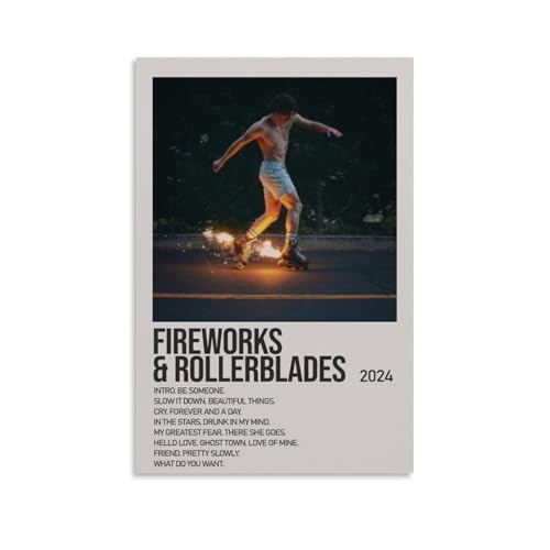 QUJIAOFUMEISUU Benson Boone - Póster estético de fuegos artificiales y patines de Benson Boone con diseño de fuegos artificiales y patines de Benson Boone